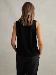 Reiss Black Mira V-Neck Shell Top - Image 6 of 7