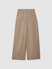 Reiss Mink Neutral Demi Linen Wide Leg Garment Dyed Trousers - Image 2 of 6