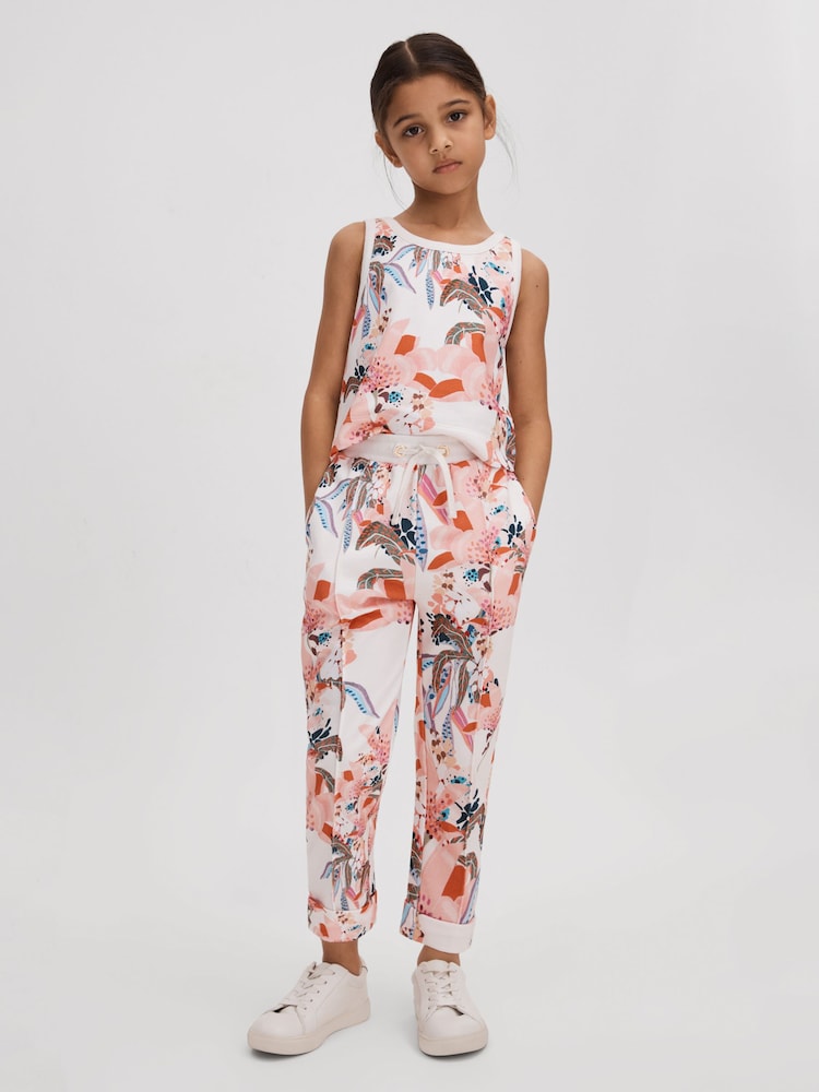 Reiss Pink Print Kemi 4-9 yrs Cotton Vest and Joggers Set - Image 1 of 5