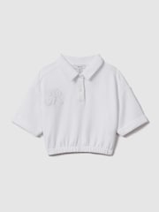 Reiss Ivory Pax 13-14 yrs Cotton Cropped Polo Shirt - Image 1 of 4