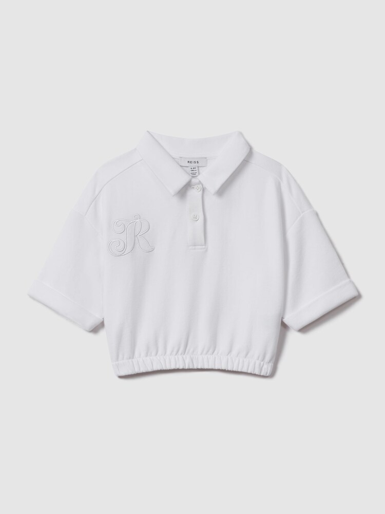 Reiss Ivory Pax 13-14 yrs Cotton Cropped Polo Shirt - Image 1 of 4