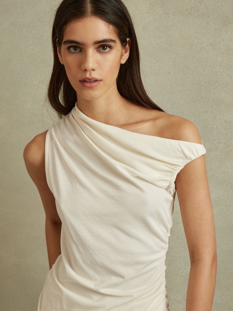 Reiss Ivory Dylan Ruched Off-The-Shoulder Top - Image 1 of 4 Reiss Ivory Dylan Ruched Off-The-Shoulder Top - Image 1 of 4