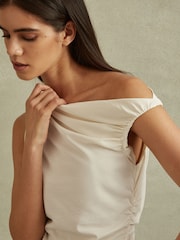 Reiss Ivory Dylan Ruched Off-The-Shoulder Top - Image 3 of 4