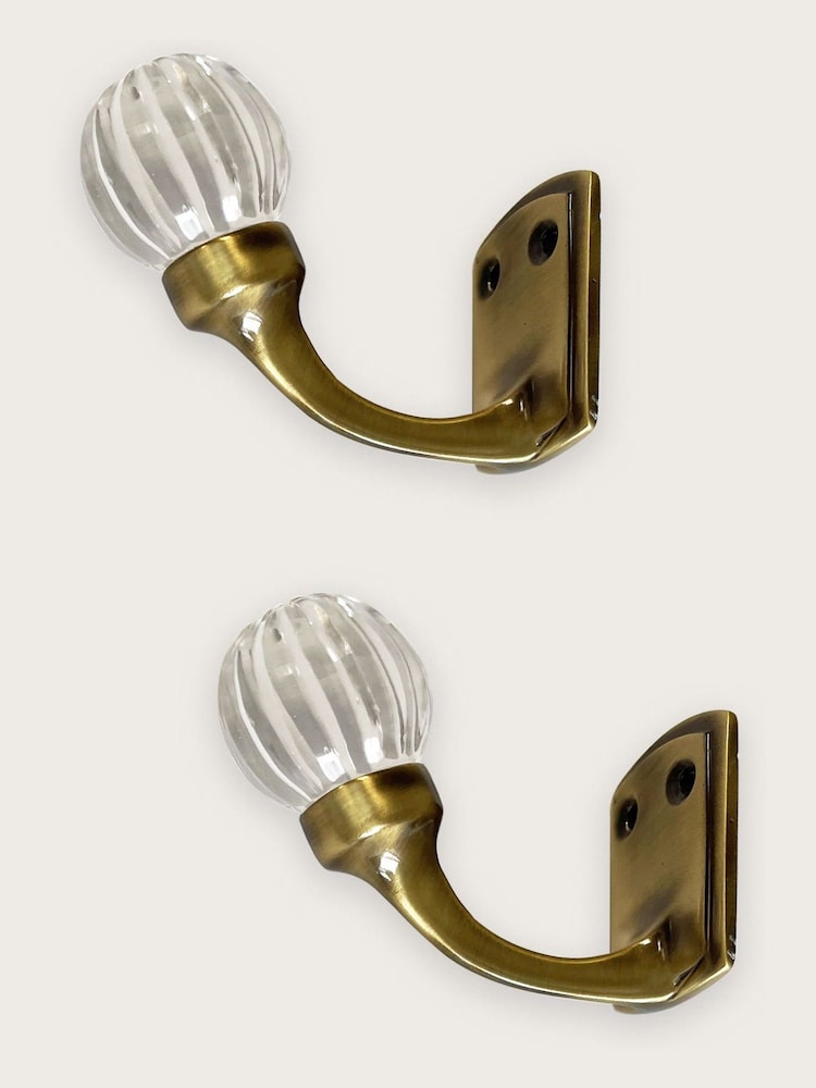 Laura Ashley Antique Brass Vivien Glass Hook Pair - Image 2 of 3