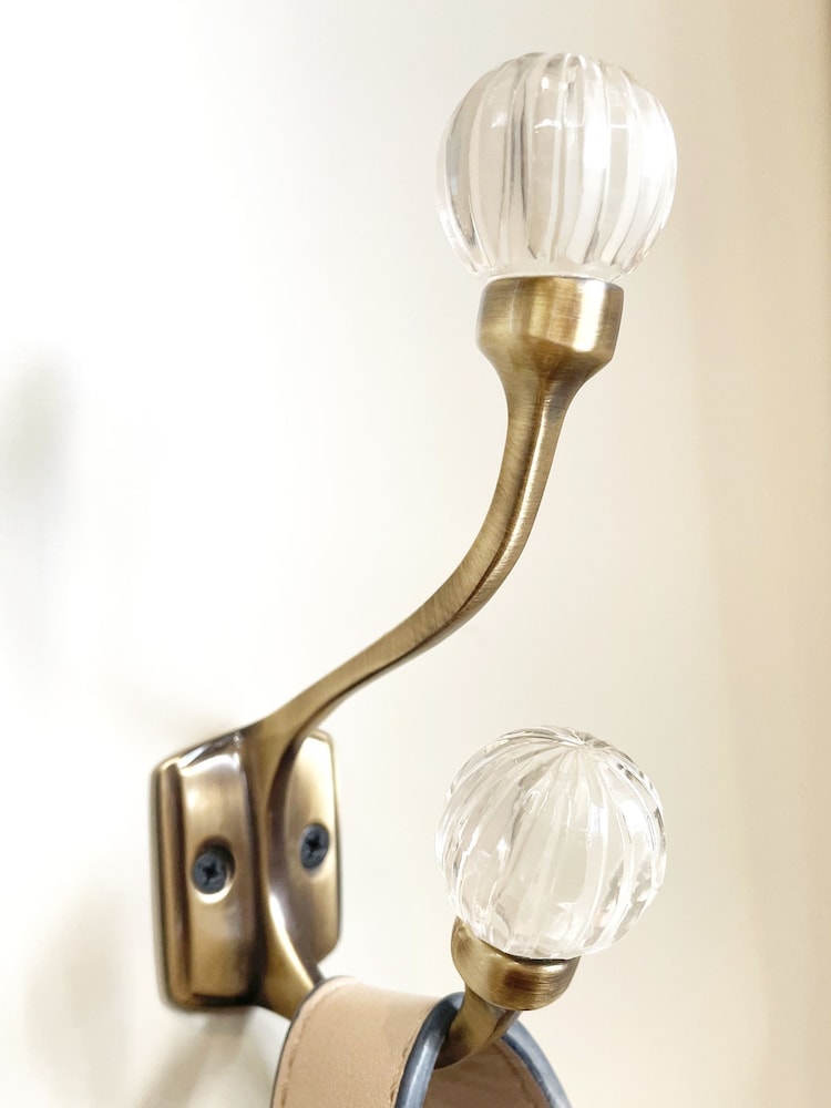 Laura Ashley Antique Brass Vivien Glass Double Hook - Image 1 of 3