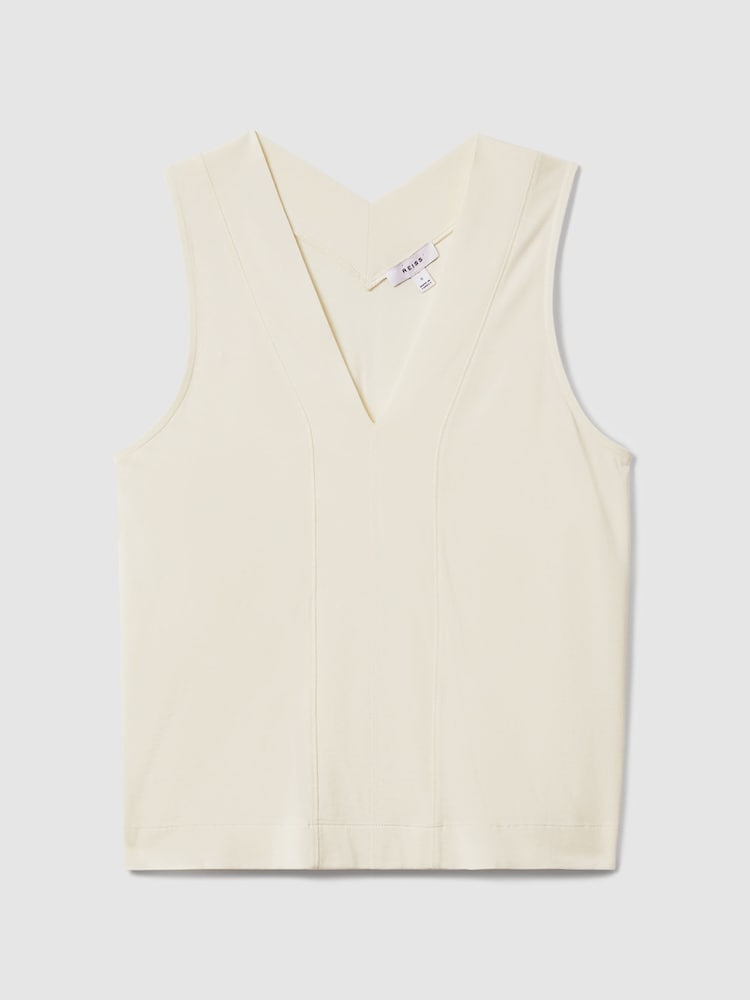 Reiss Ivory Mira V-Neck Shell Top - Image 2 of 6