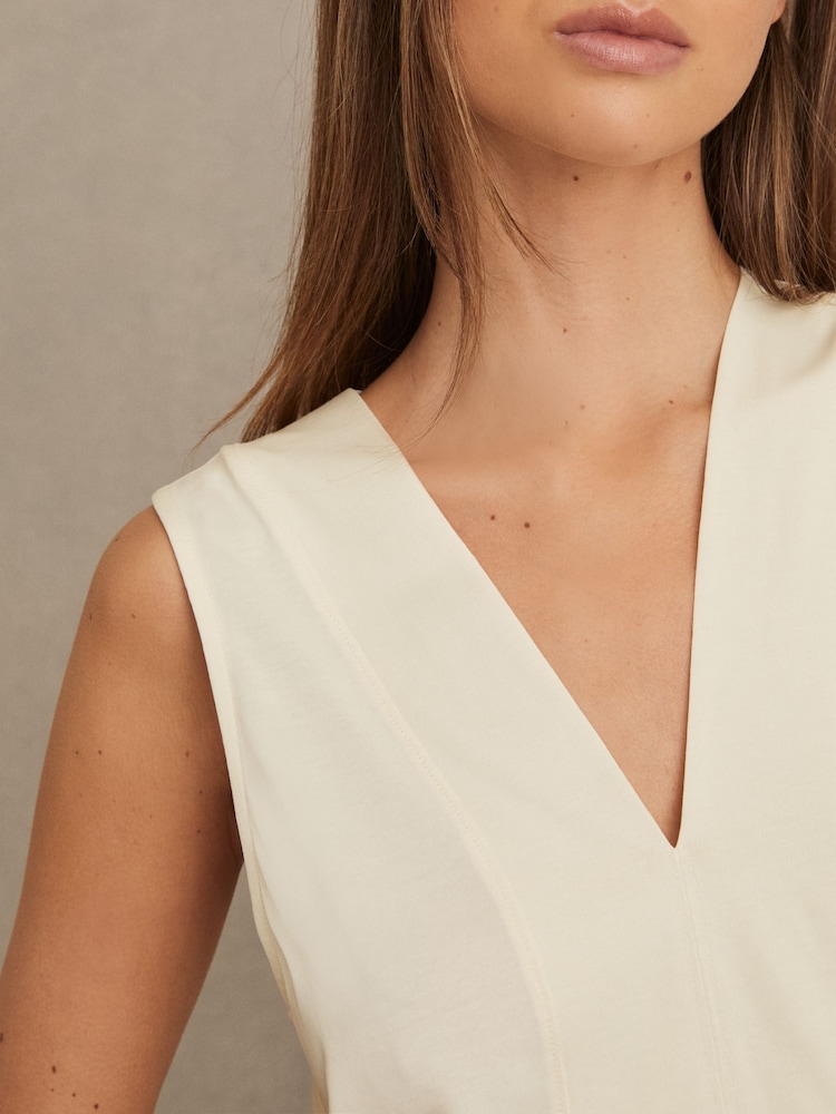 Reiss Ivory Mira V-Neck Shell Top - Image 4 of 6