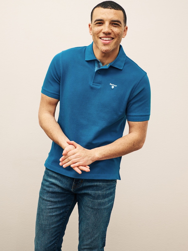 أزرق Lyons - قميص بولو بتصميم كلاسيكي من القطن 100% من ‪Barbour®‬ - صورة 1 من 7