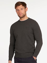 Barbour® Charcoal Mens 100% Cotton Pima Crew Neck Cotton Jumper - Image 1 of 6