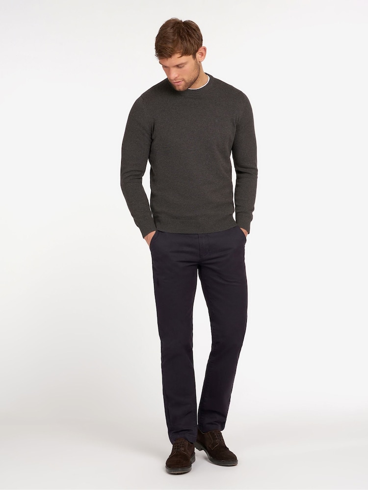 Antraciet - Barbour® Mens 100% Cotton Pima Crew Neck Jumper - Image 3 of 6