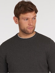 Barbour® Charcoal Mens 100% Cotton Pima Crew Neck Cotton Jumper - Image 4 of 6