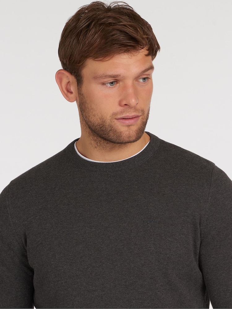 Antraciet - Barbour® Mens 100% Cotton Pima Crew Neck Jumper - Image 4 of 6