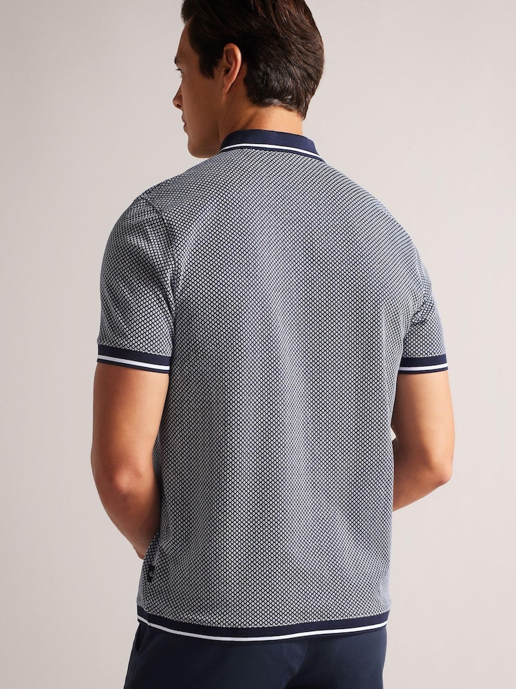 Blau - Ted Baker Affric Polo-Shirt in Regular mit strukturiertem Geodesign - Bild 2 von 4