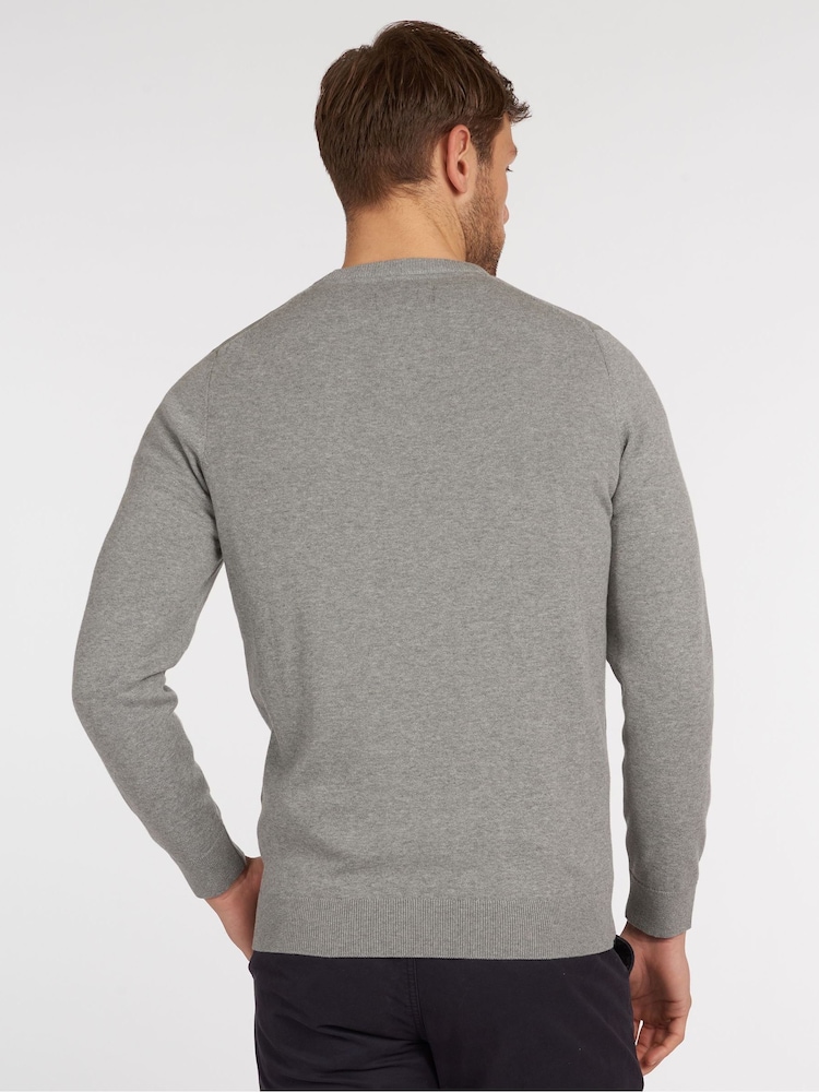 Barbour® Grey Mens 100% Cotton Pima Crew Neck Cotton Jumper - Image 2 of 7