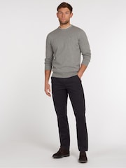 Barbour® Grey Mens 100% Cotton Pima Crew Neck Cotton Jumper - Image 3 of 7