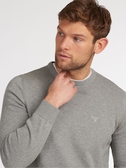 Barbour® Grey Mens 100% Cotton Pima Crew Neck Cotton Jumper - Image 4 of 7