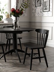 Laura Ashley Set of 2 Black Brecon Oak Dining Chairs - Image 1 of 3
