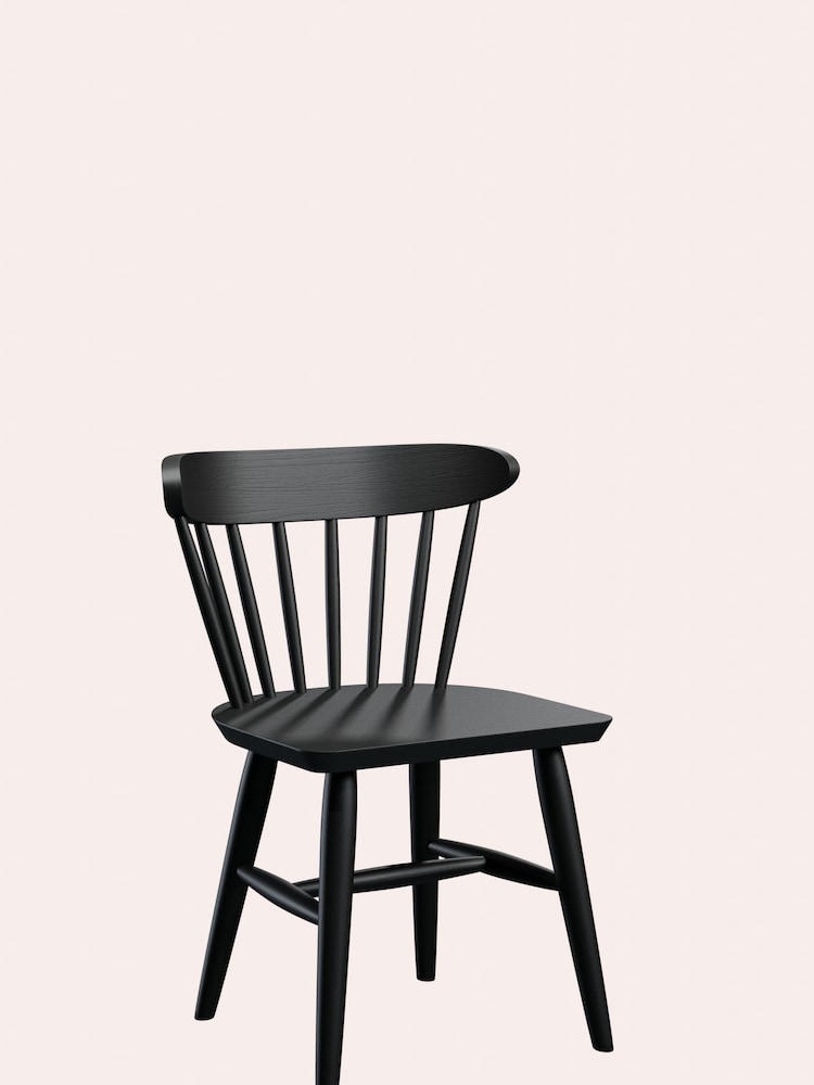 Laura Ashley Set of 2 Black Brecon Oak Dining Chairs - Image 2 of 3