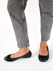 Black Forever Comfort® Twist Leather Ballerina Shoes - Image 2 of 4