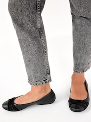 Black Forever Comfort® Twist Leather Ballerina Shoes - Image 3 of 4