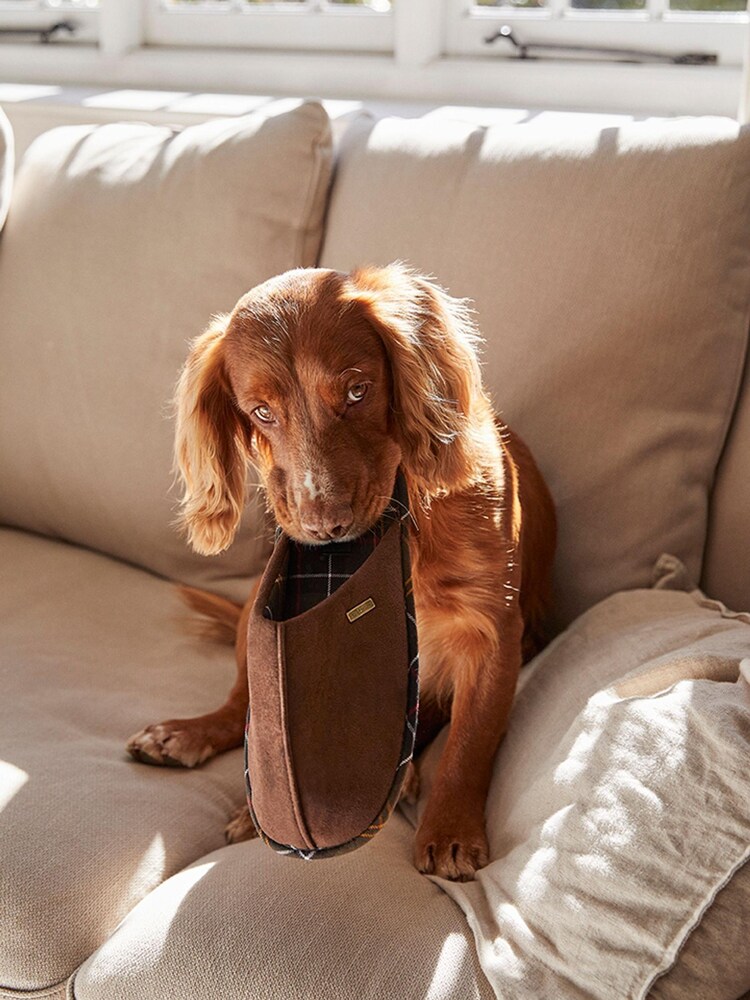 Barbour® Foley Brown Suede Mule Slippers - Image 9 of 9