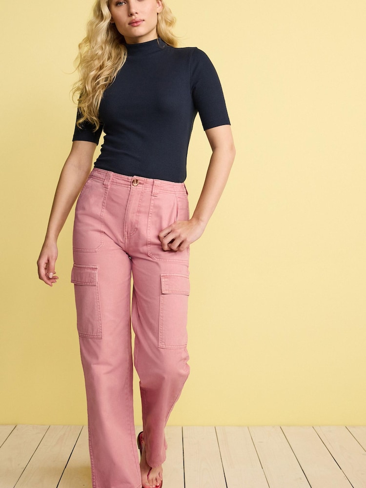 Pink Cotton Cargo Combat Trousers - Image 1 of 5