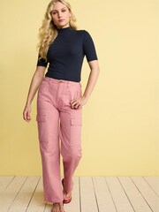 Pink Cotton Cargo Combat Trousers - Image 4 of 5