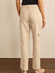 Ecru Cream Smart Utility Cargo Belted Taper Trousers - Image 2 of 4