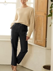 Black Smart Utility Cargo Belted Taper Trousers - Image 1 of 5