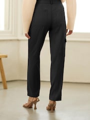 Black Smart Utility Cargo Belted Taper Trousers - Image 3 of 5