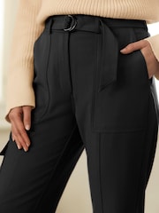 Black Smart Utility Cargo Belted Taper Trousers - Image 4 of 5