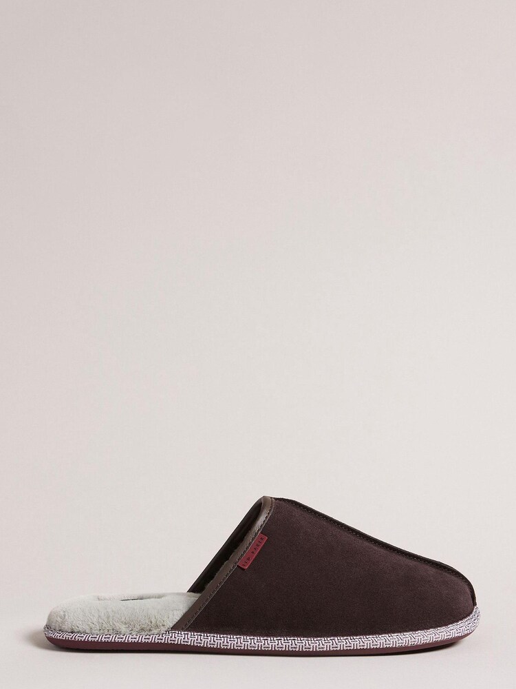 Ted Baker Petterr Brown Suede Mule Slippers - Image 1 of 4 Ted Baker Petterr Brown Suede Mule Slippers - Image 1 of 4