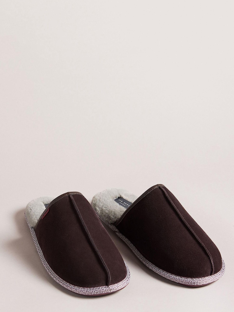 Ted Baker Petterr Brown Suede Mule Slippers - Image 2 of 4 Ted Baker Petterr Brown Suede Mule Slippers - Image 2 of 4