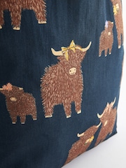Granatowy z motywem Hamish The Highland Cow - 100% Cotton Reusable Bag For Life - Image 6 of 8