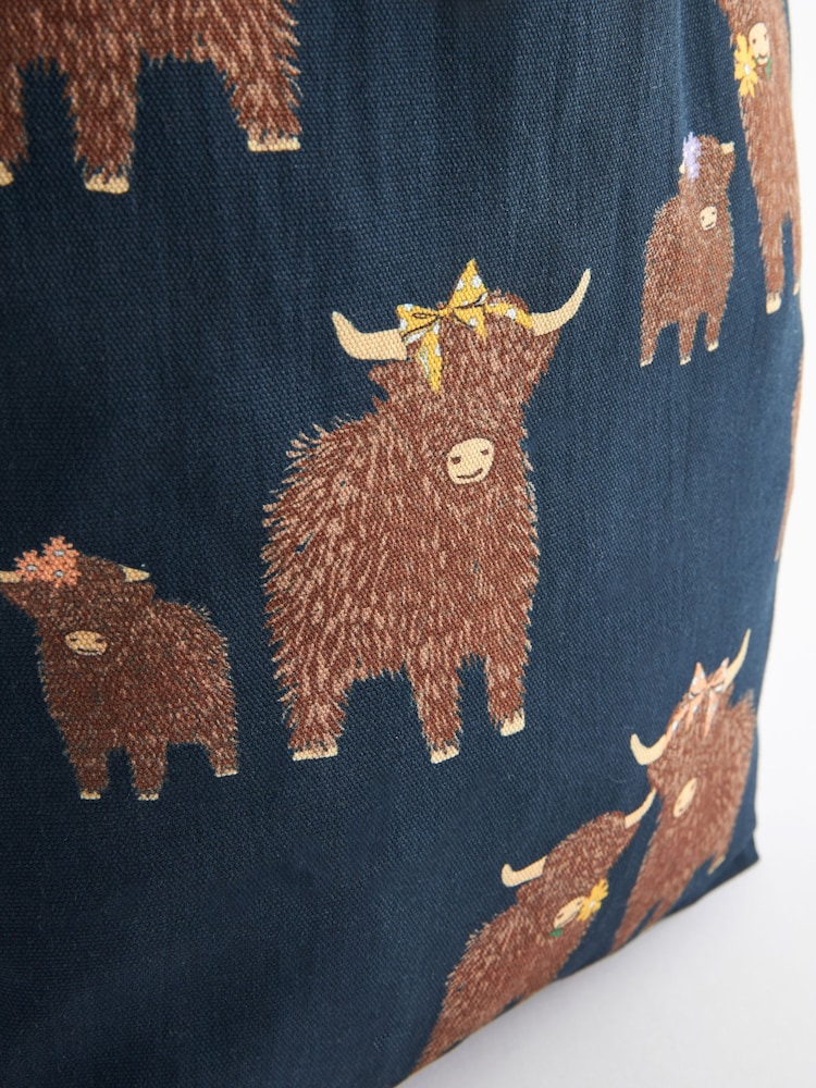 Granatowy z motywem Hamish The Highland Cow - 100% Cotton Reusable Bag For Life - Image 6 of 8