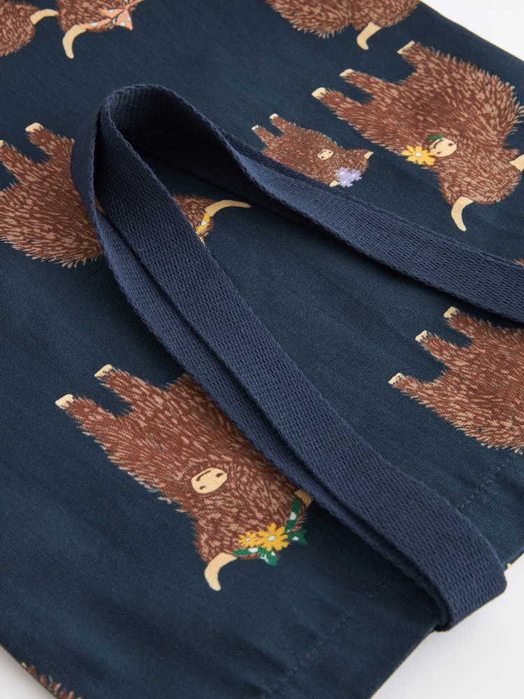 Granatowy z motywem Hamish The Highland Cow - 100% Cotton Reusable Bag For Life - Image 7 of 8