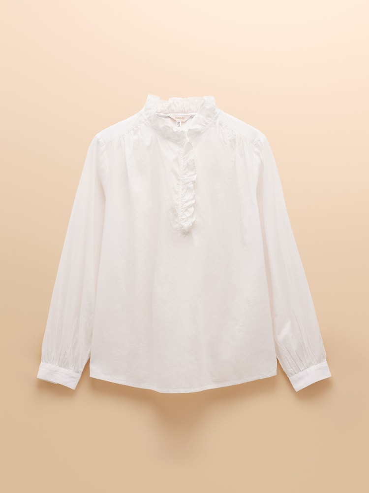 Белый - Хлопковая блузка с оборками Joules Melanie - Изображение 8 из 8