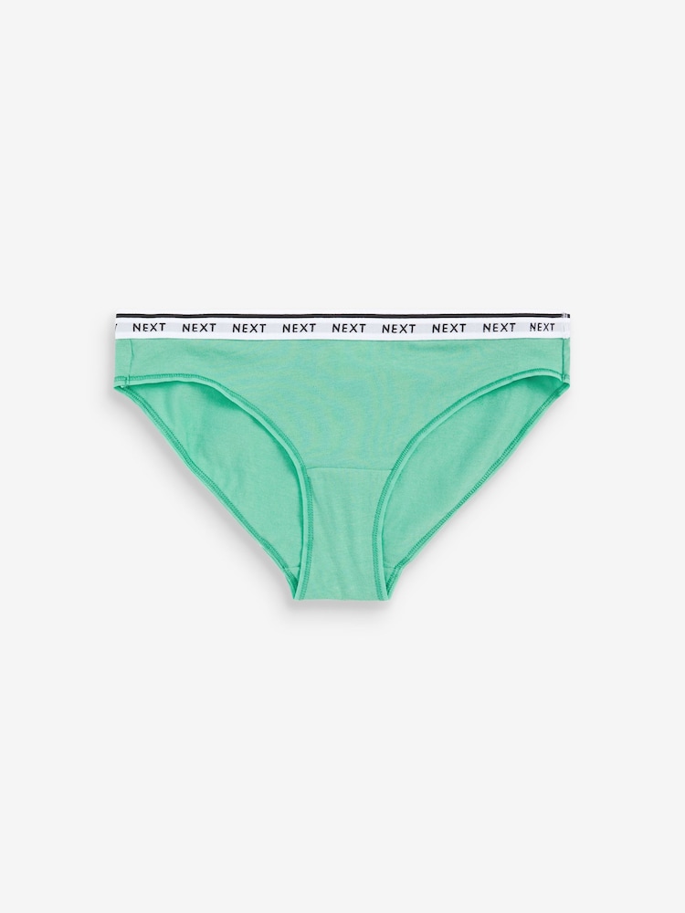Blue Daisy Print/Spot/Green/Orange Bikini Cotton Rich Logo Knickers 4 Pack - Image 9 of 9