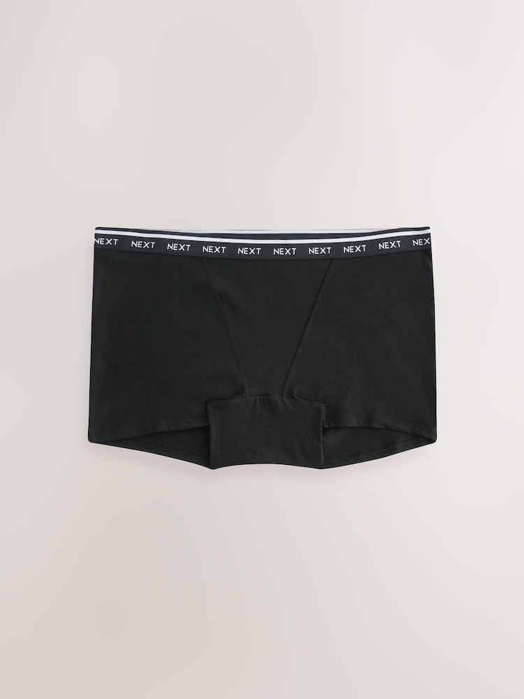 Black Boyshort Cotton Logo Knickers 4 Pack - Image 9 of 9