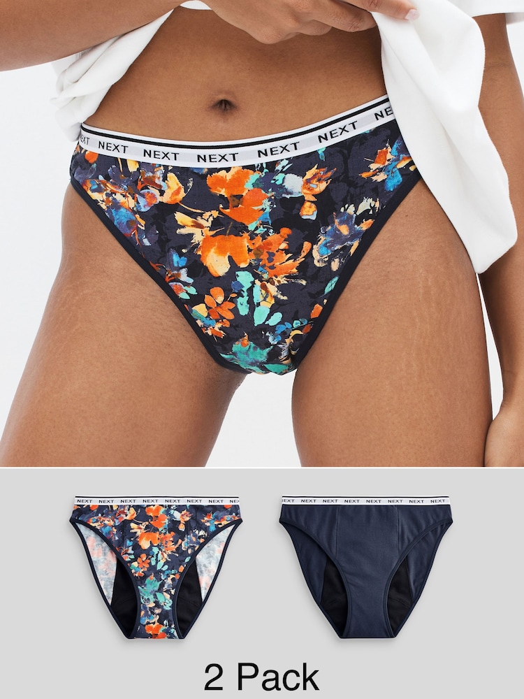 Marineblau geblümt/Marineblau - Slips für starke Tage im 2er-Pack - Bild 1 von 7 Marineblau geblümt/Marineblau - Slips für starke Tage im 2er-Pack - Bild 1 von 7
