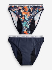 Bleu marine imprimé floral/bleu marine uni - Lot de 2 culottes menstruelles à fort débit - Image 6 de 7