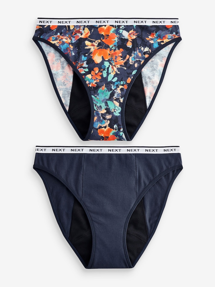 Bleu marine imprimé floral/bleu marine uni - Lot de 2 culottes menstruelles à fort débit - Image 6 of 7