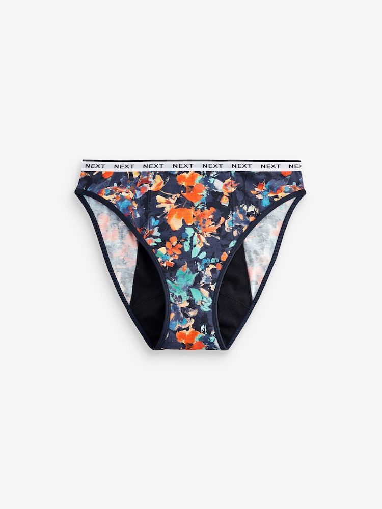 Bleu marine imprimé floral/bleu marine uni - Lot de 2 culottes menstruelles à fort débit - Image 7 of 7