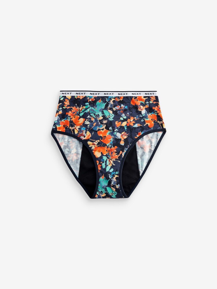 Navy Floral Print/Plain Navy Full Brief Heavy Flow Period Knickers 2 Pack - Image 7 of 7 Navy Floral Print/Plain Navy Full Brief Heavy Flow Period Knickers 2 Pack - Image 7 of 7
