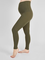 JoJo Maman Bébé Khaki Green Cotton Rich Maternity Leggings - Image 1 of 2