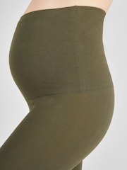 JoJo Maman Bébé Khaki Green Cotton Rich Maternity Leggings - Image 2 of 2