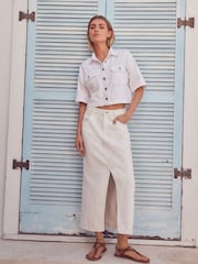 White Denim Maxi Skirt - Image 1 of 6