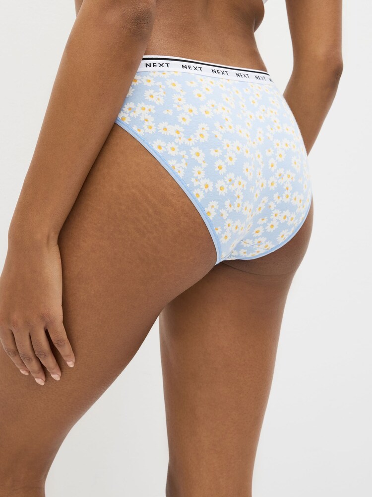 Blue Daisy Print/Spot/Green/Orange High Leg Cotton Rich Logo Knickers 4 Pack - Image 2 of 8