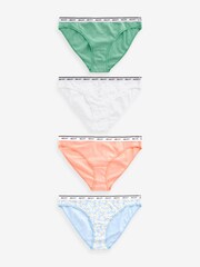 Blue Daisy Print/Spot/Green/Orange High Leg Cotton Rich Logo Knickers 4 Pack - Image 4 of 8