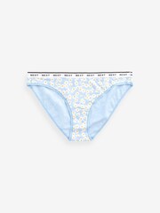 Blue Daisy Print/Spot/Green/Orange High Leg Cotton Rich Logo Knickers 4 Pack - Image 5 of 8